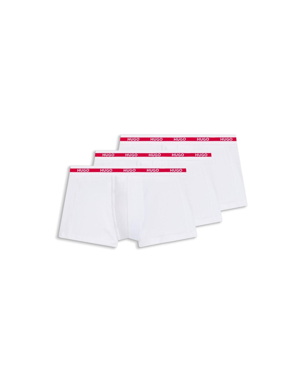 HUGO Natural Three-Pack Of Stretch-Cotton Trunks With Logo Waistbands for men