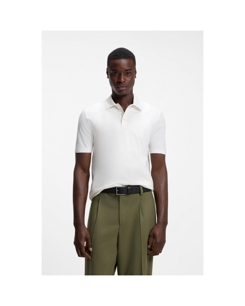 HUGO White Slim-Fit Polo for men