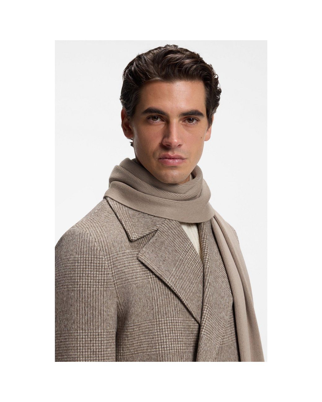 Boss Natural Knitted Scarf for men
