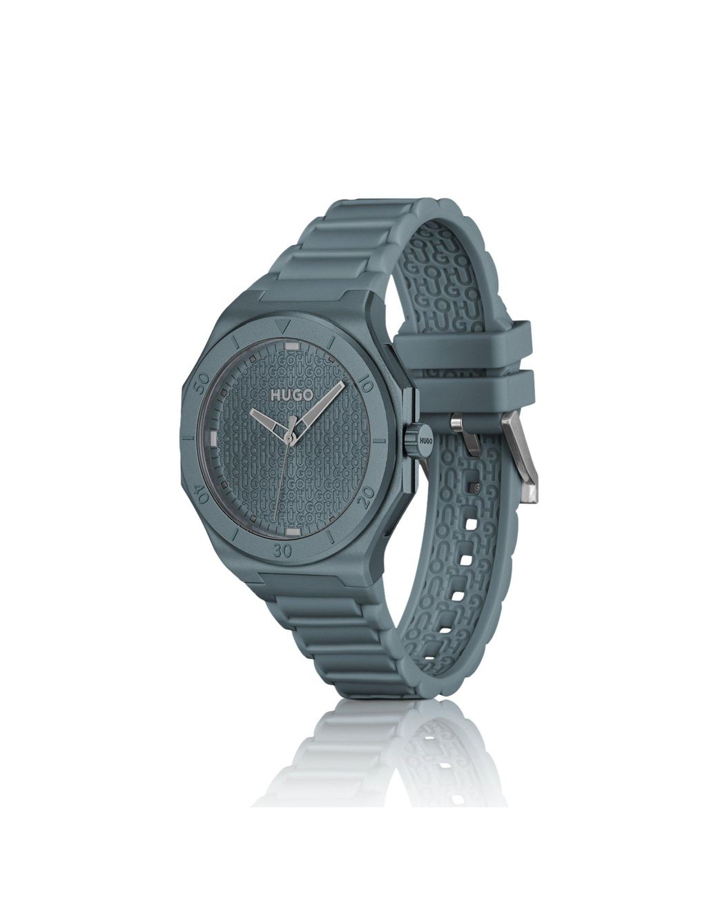 HUGO Blue Aluminium Watch With Logo-Textured Dial for men