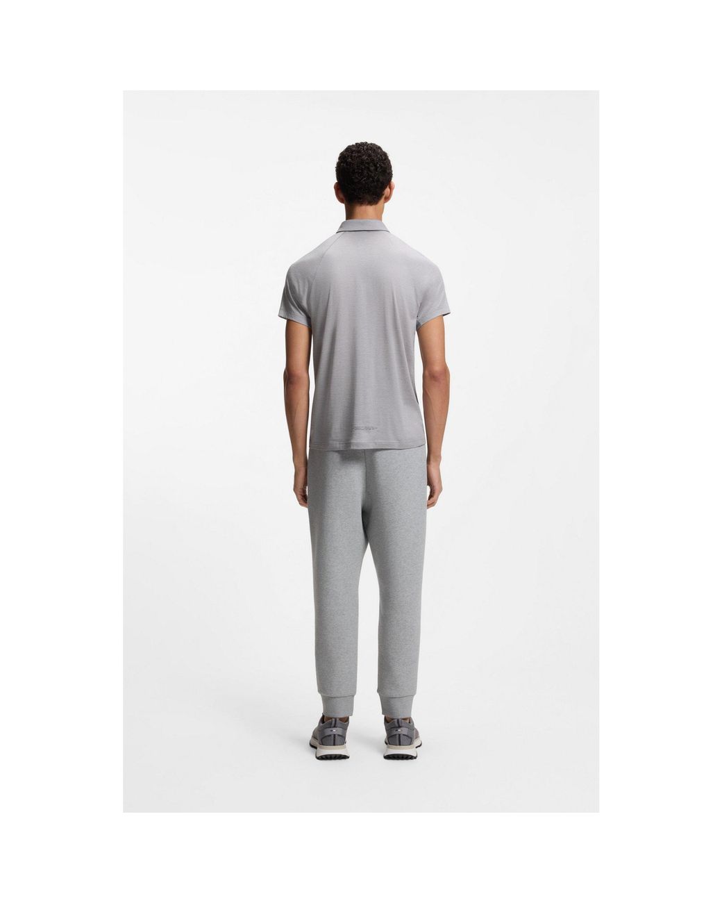 Boss Gray Active Slim-Fit Polo Shirt With Thermoregulating Performance for men