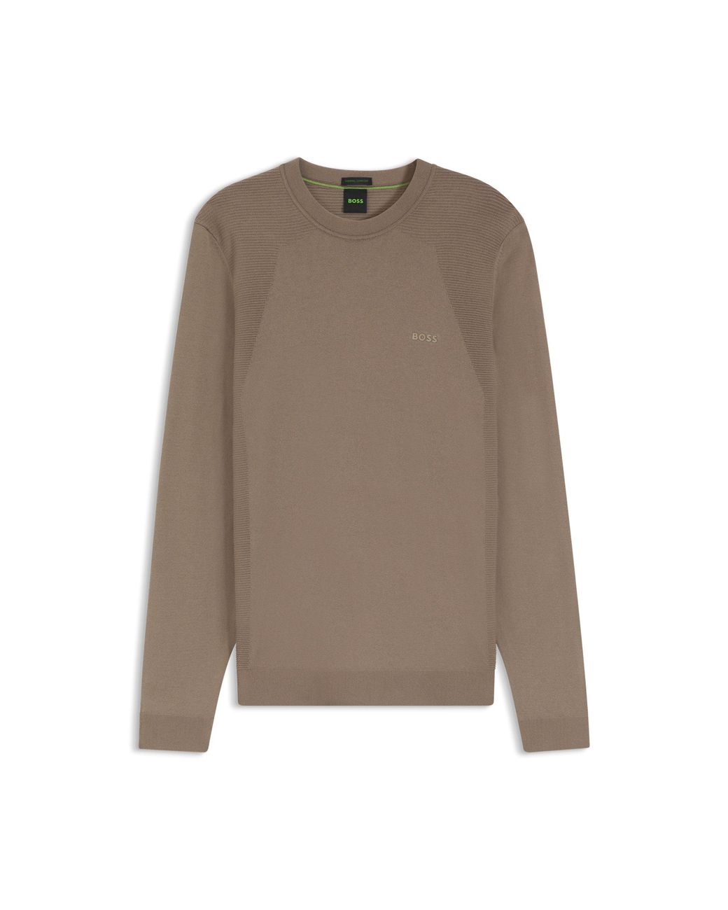 Boss Gray Cotton-Blend Sweater With Bodymapping Structure for men