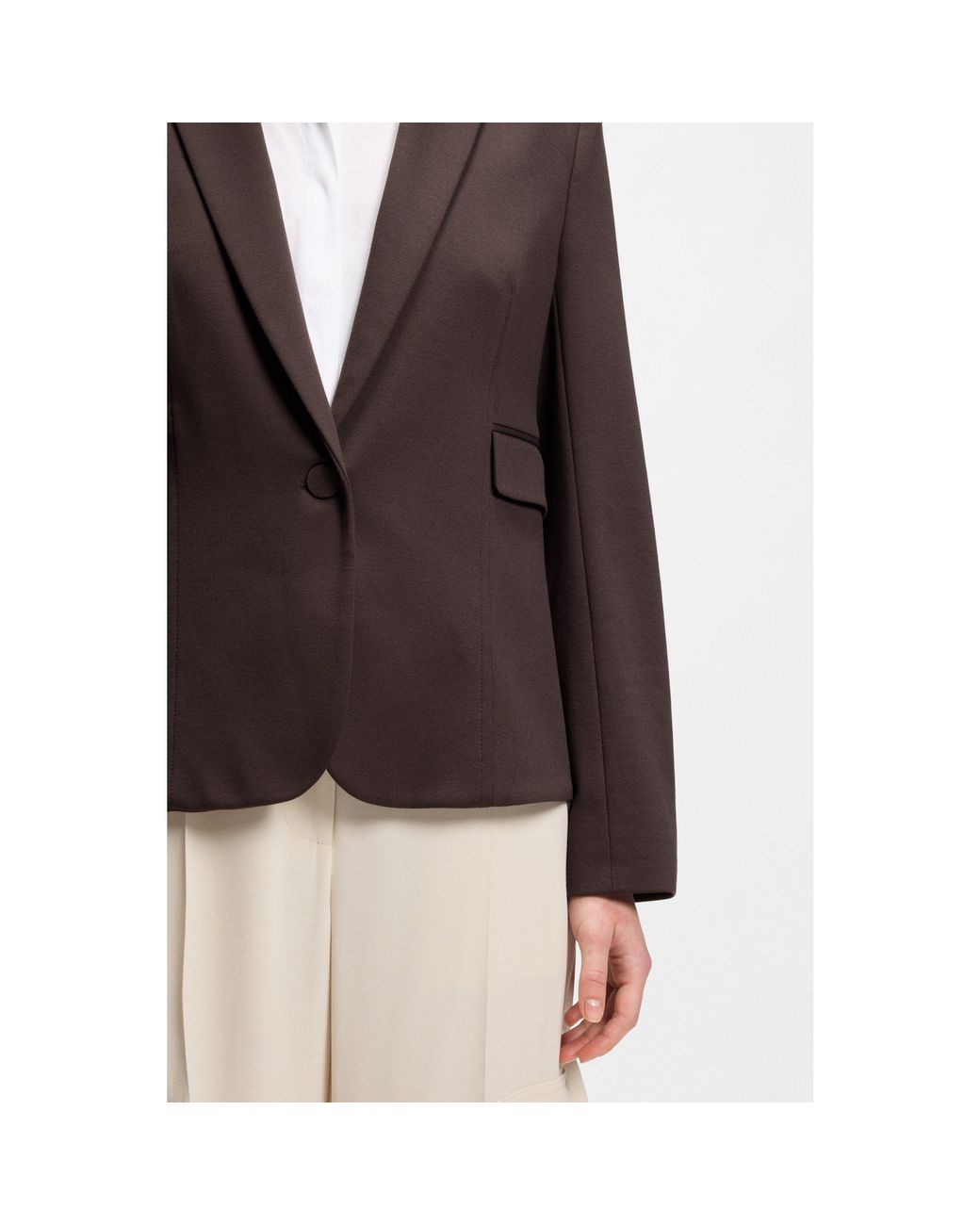 Boss Brown Slim-Fit Blazer With Angled Darts