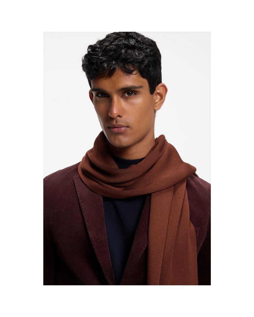 Boss Brown Knitted Scarf for men
