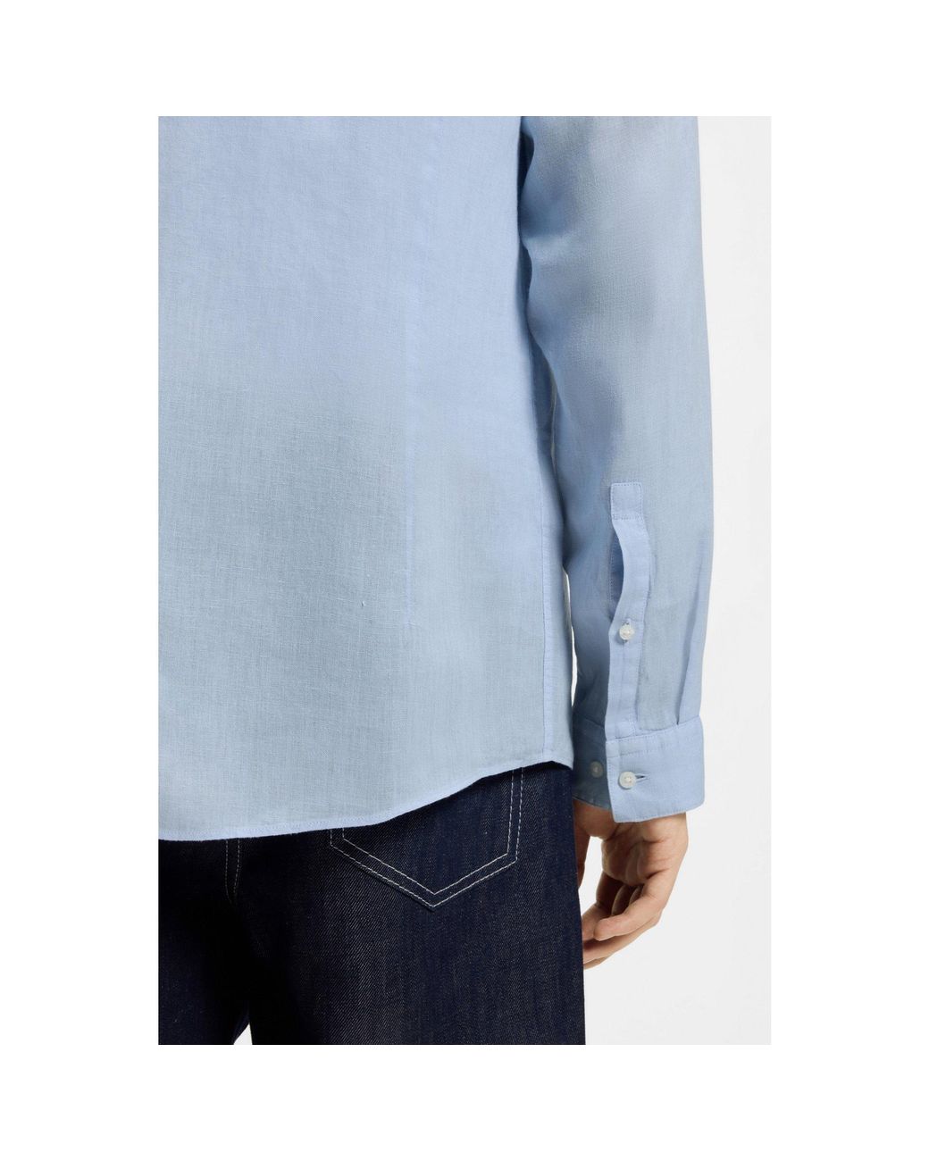 HUGO White Slim-Fit Linen Shirt for men