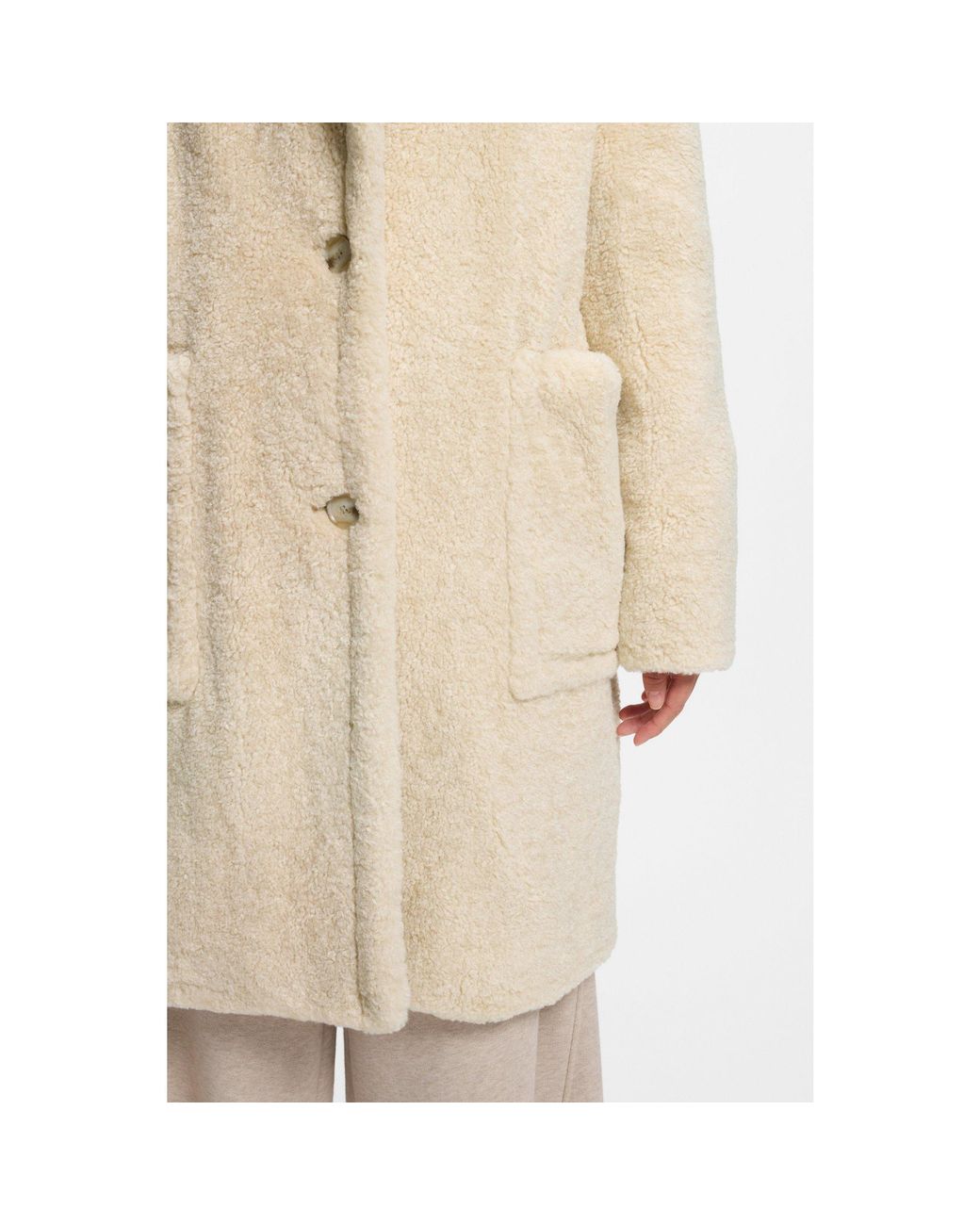 Boss White Teddy Coat With Adjustable Collar