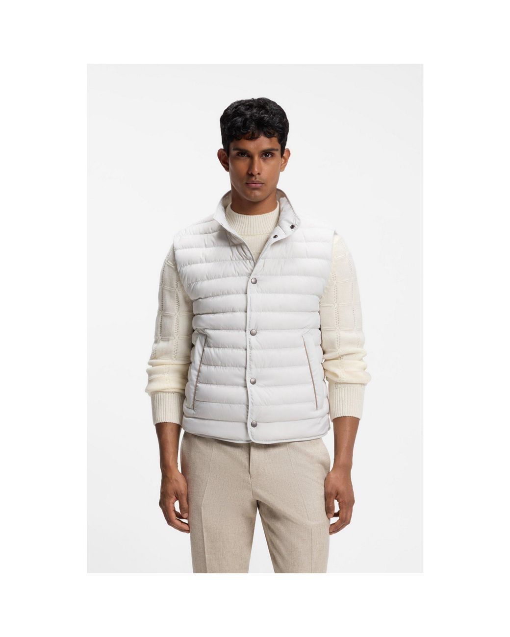 Boss White Water-Repellent Gilet With Certified Down Filling for men