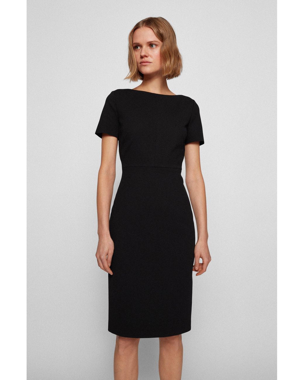 BOSS by HUGO BOSS Kleid aus Stretch-Jersey mit durchgehendem Reißverschluss  hinten in Schwarz | Lyst AT