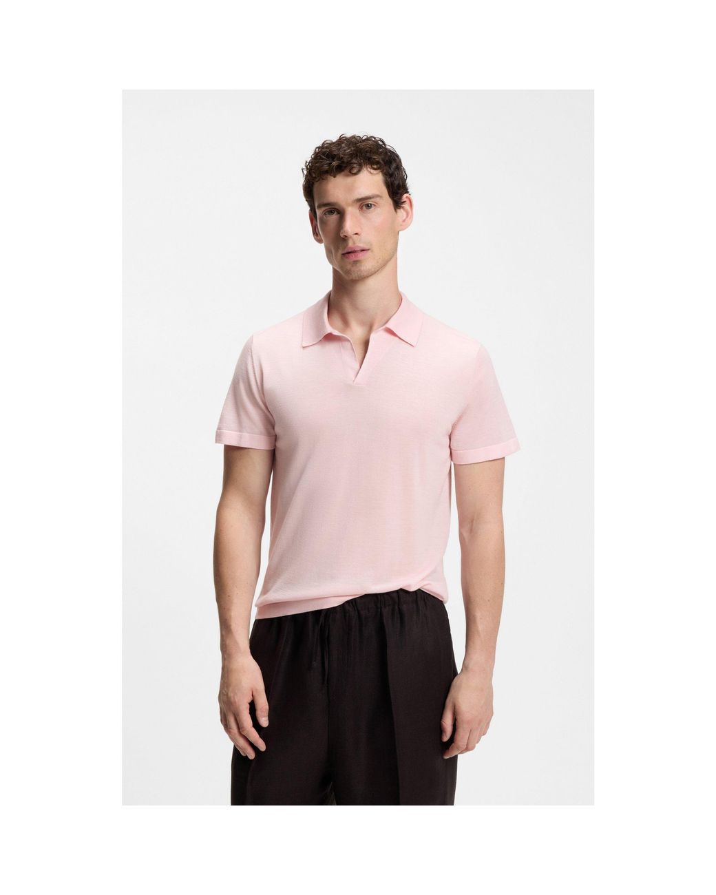 Boss Pink By Beckham Knit Polo for men