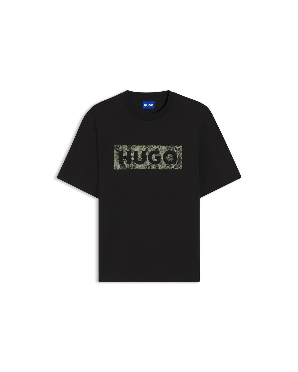 HUGO Black Logo-Graphic T-Shirt for men