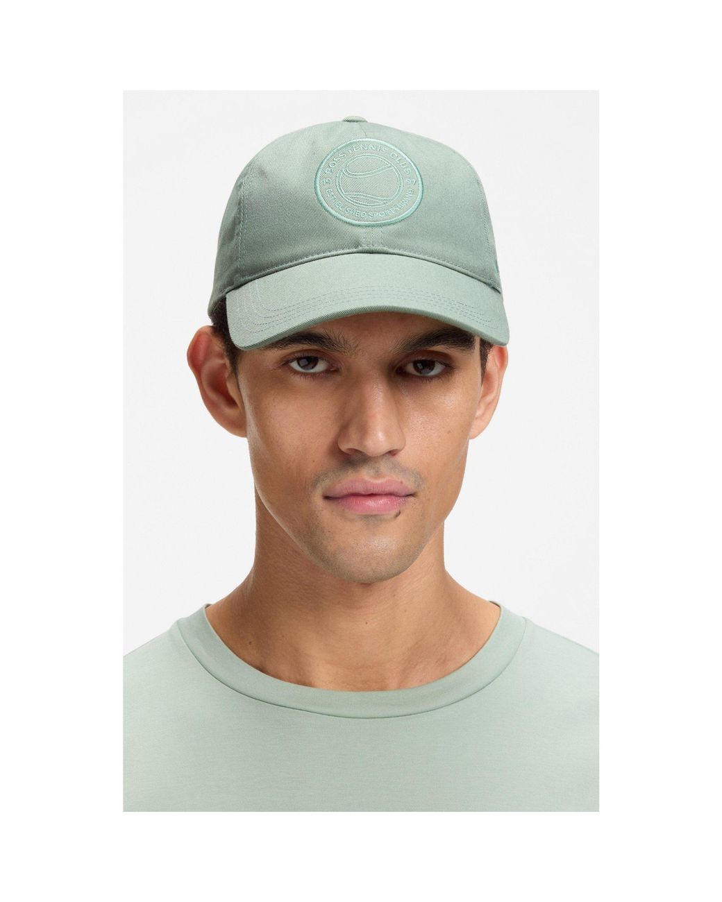 Boss Green Cotton-Twill Cap With Tennis-Theme Logo Embroidery for men