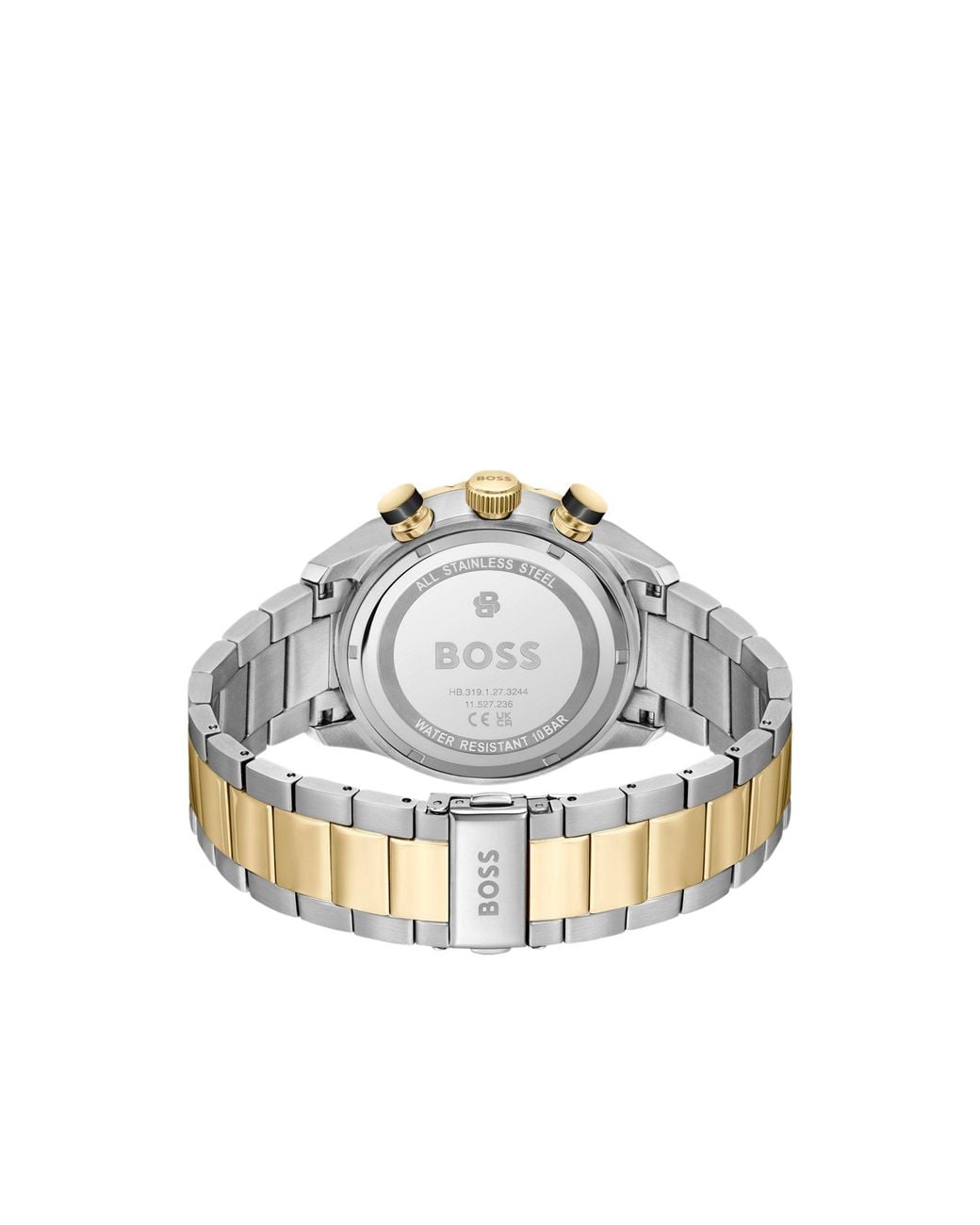 Boss Metallic Chronomatix Two-Tone Watch With Monogram-Textured Dial for men