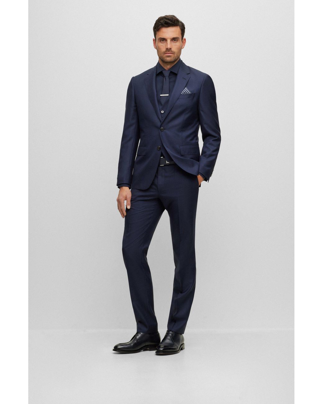 BOSS by HUGO BOSS Dreiteiliger SlimFit Anzug mit KaroMuster in Blau