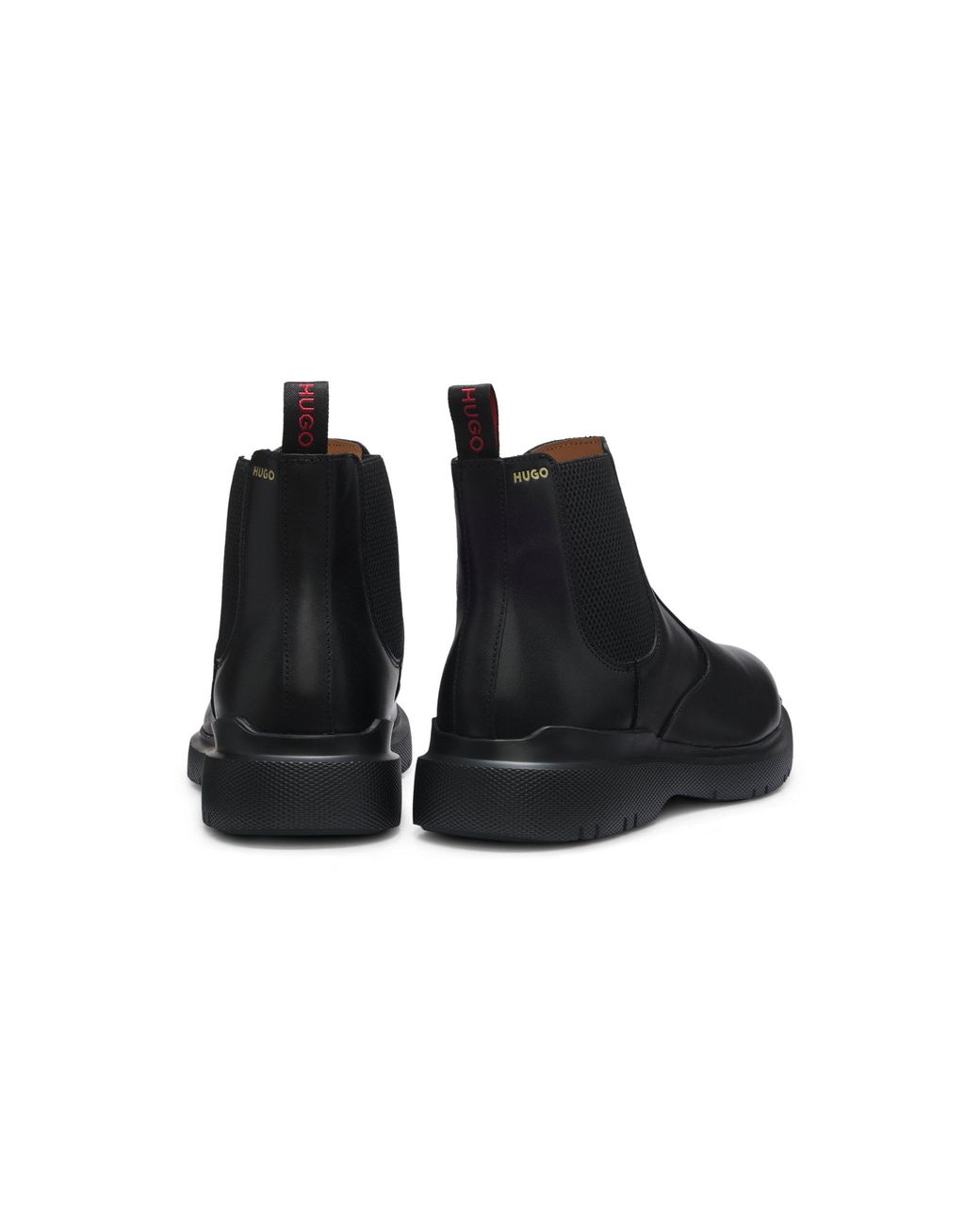 HUGO Black Leather Chelsea Boots With An Extralight Sole for men