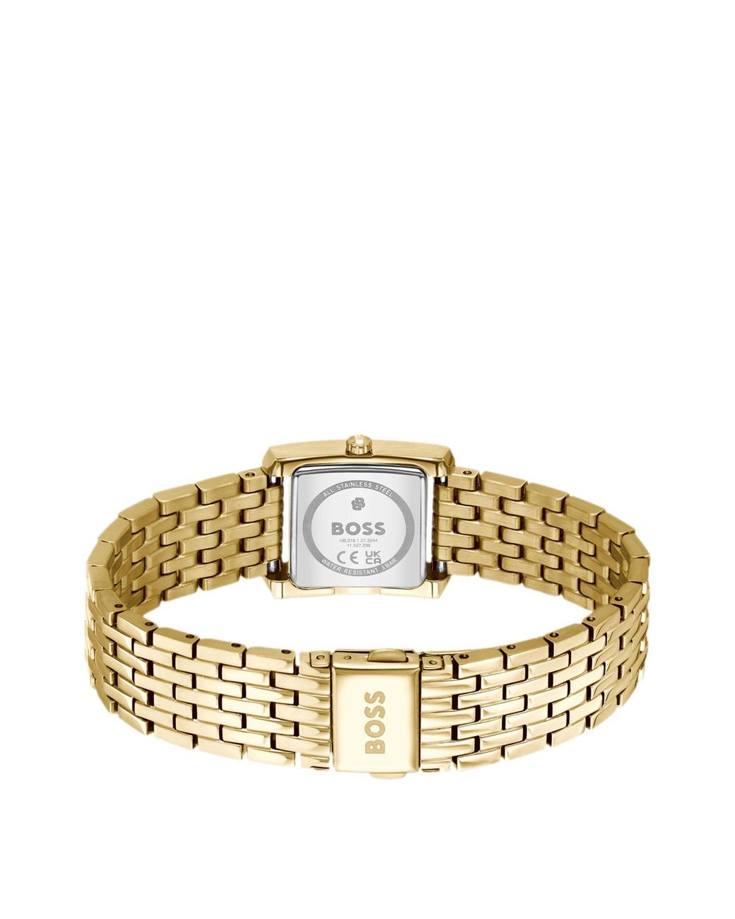 Boss Metallic Goldfarbene Uhr Mit Quadratischem Gehäuse