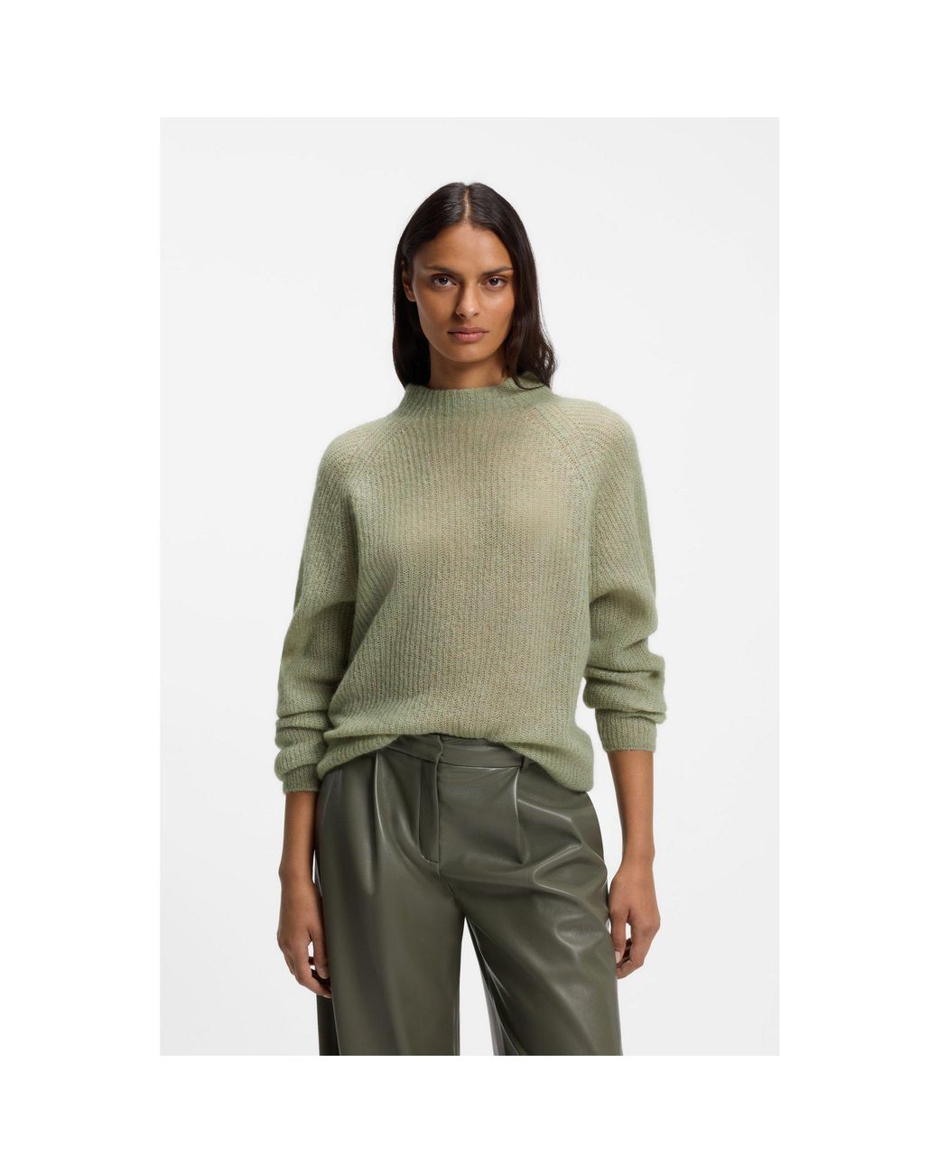 Boss Green Alpaca-Blend Sweater With Mock Neckline