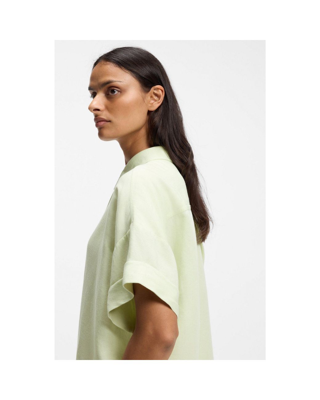 Boss Green Regular-Fit Blouse With Rolled Cuffs
