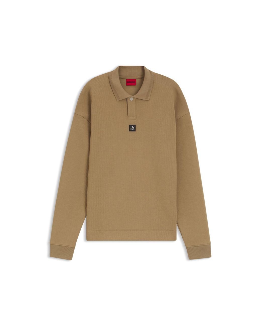 HUGO Natural Structured Cotton-Blend Sweatshirt With Polo Collar for men