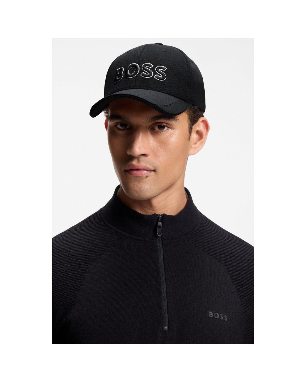 Boss Black Knitted-Piqué Six-Panel Cap With Embroidered Logo for men