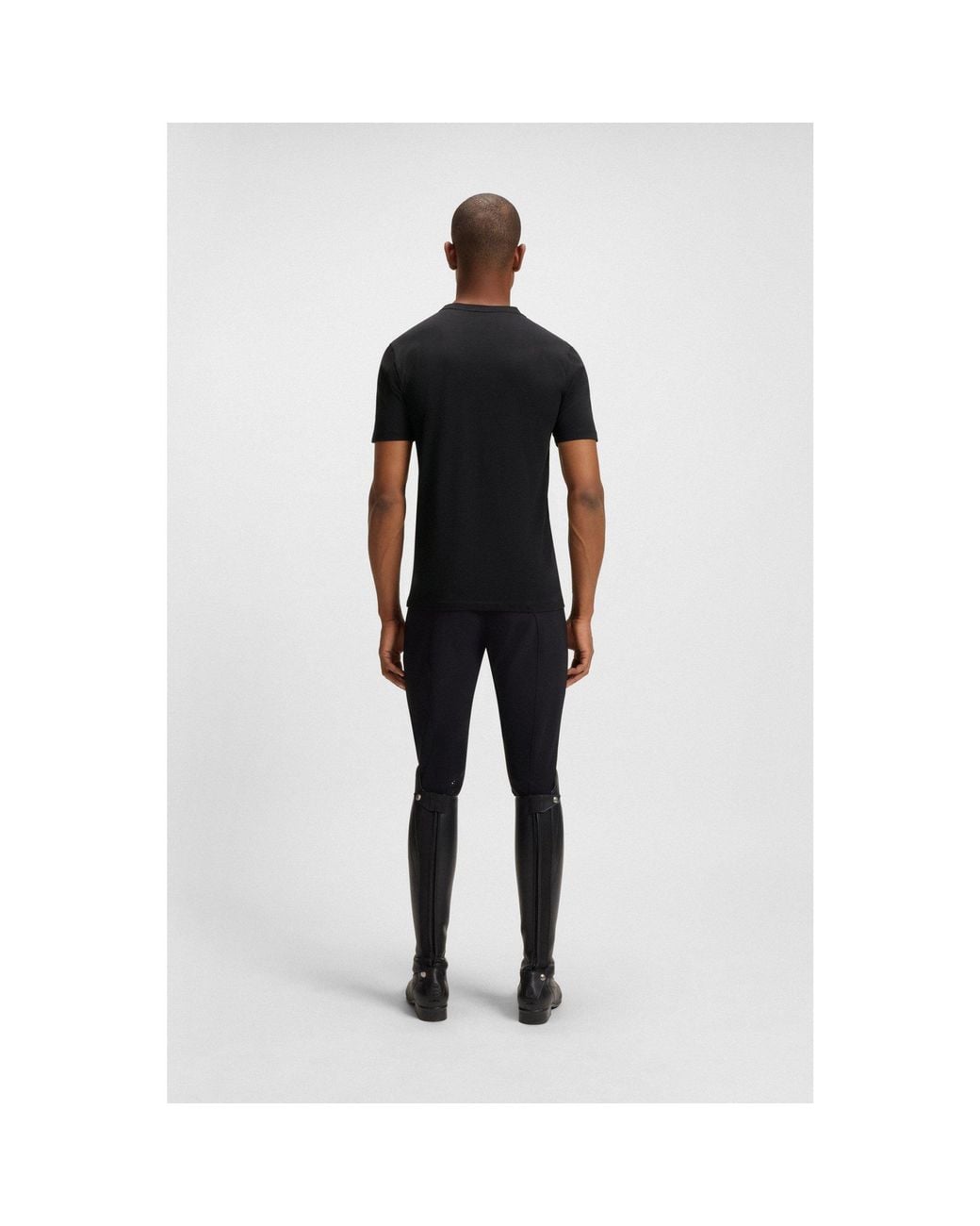 Boss Black Equestrian Stretch-Cotton T-Shirt With Logo Patch for men