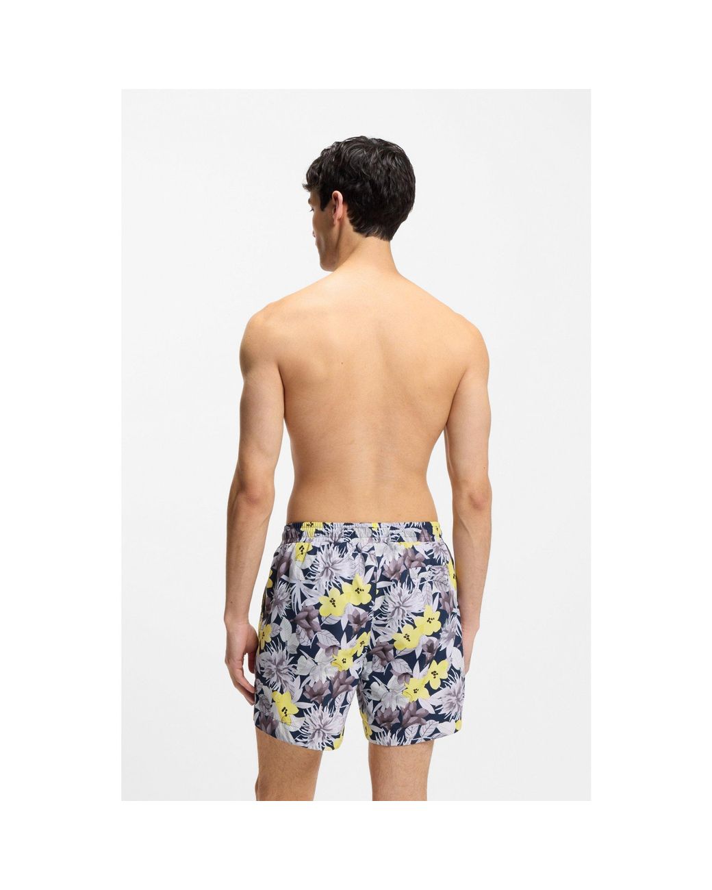 HUGO Blue Quick-Dry Swim Shorts With All-Over Print for men