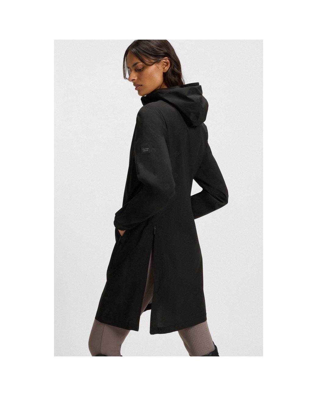 Boss Black Equestrian Waterproof Raincoat With Adjustable Rear Zips