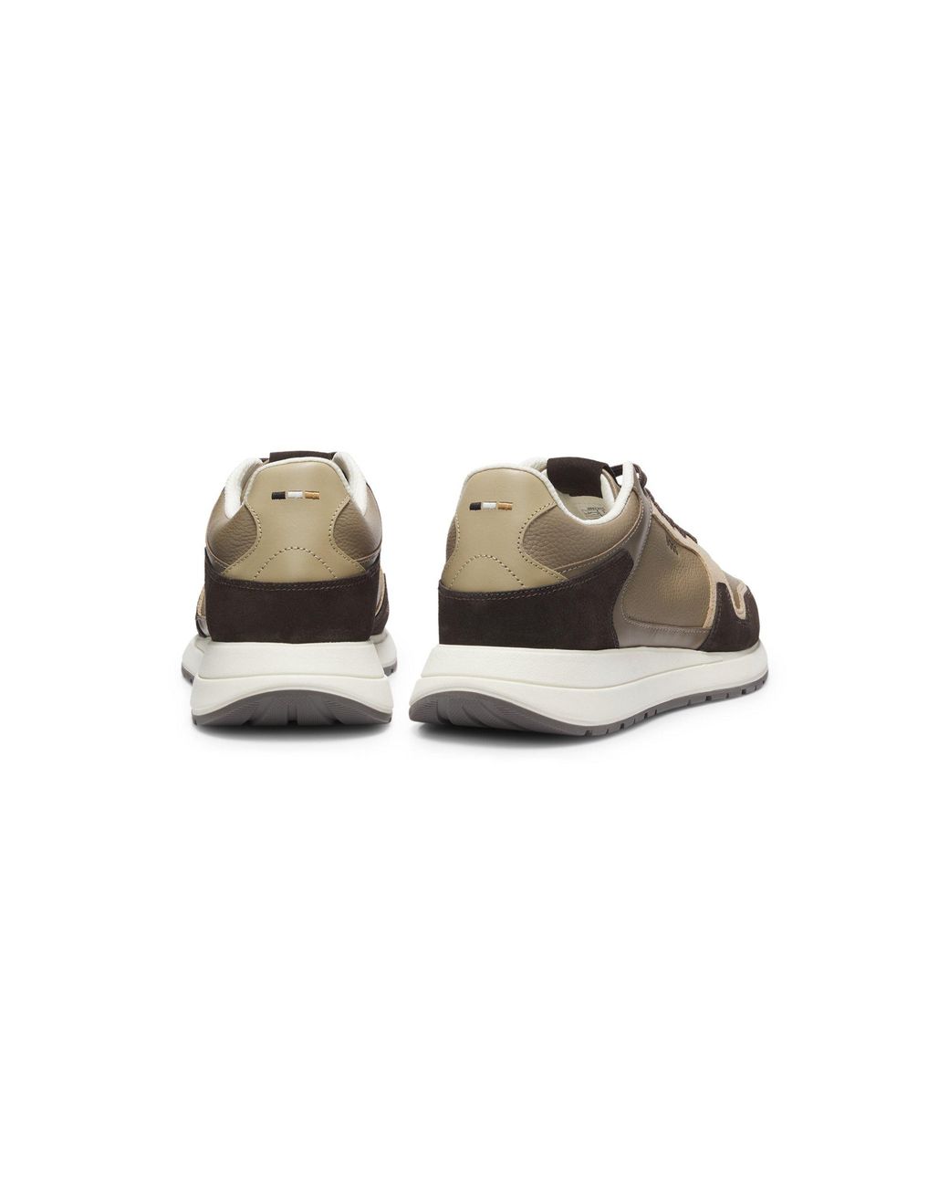 Boss Brown Leather Trainers With Suede Trims for men