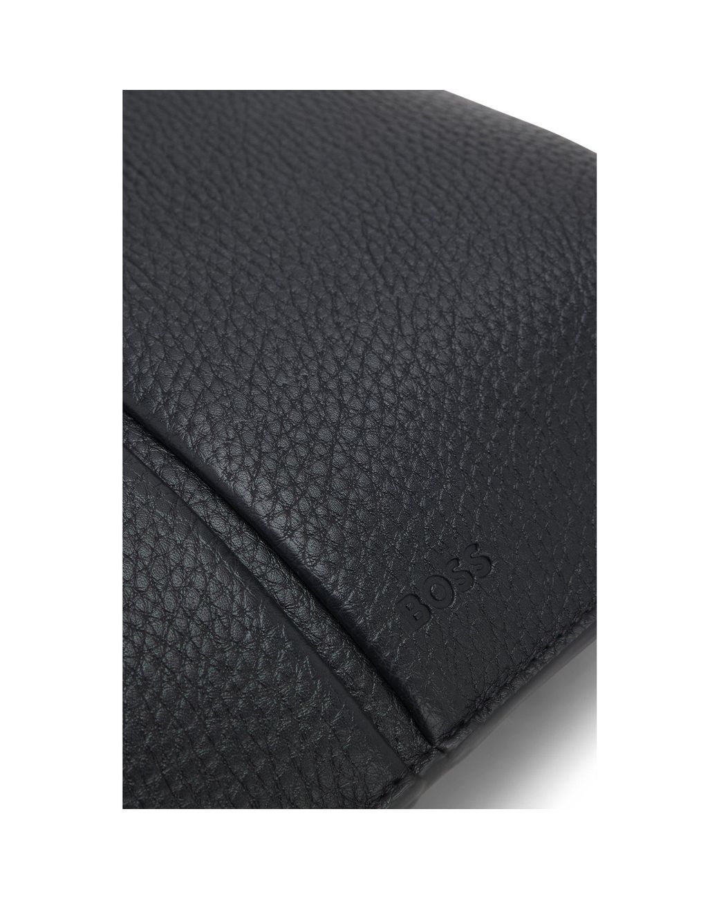Boss Black Faux-Leather Hobo Bag With Emed Logo