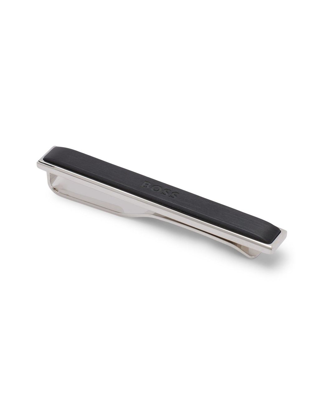 BOSS by HUGO BOSS Tie Clip With Black Insert And Etched Logo for Men | Lyst  Canada