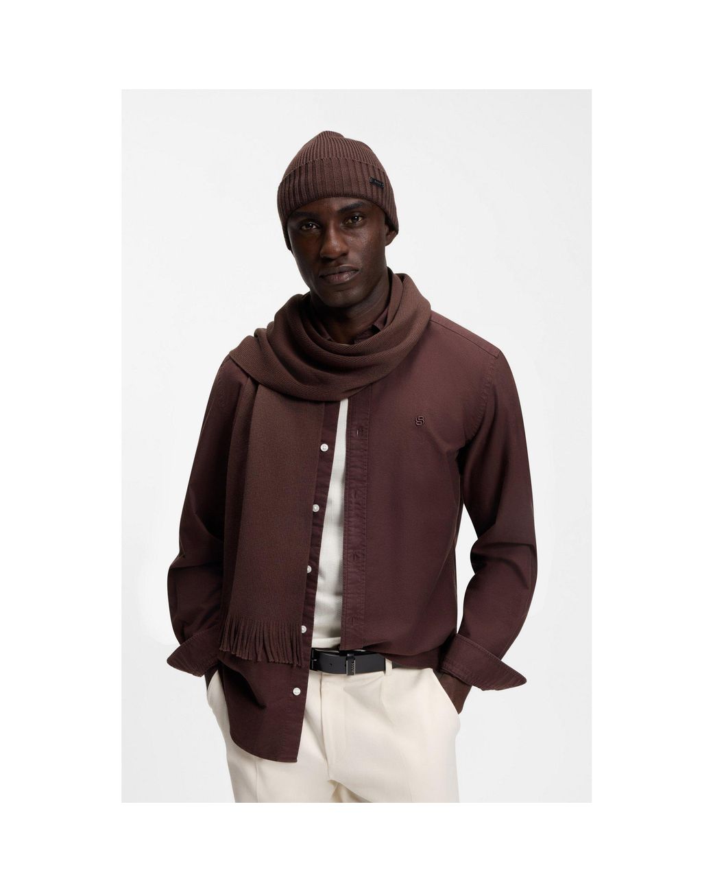Boss Black Knitted Scarf for men