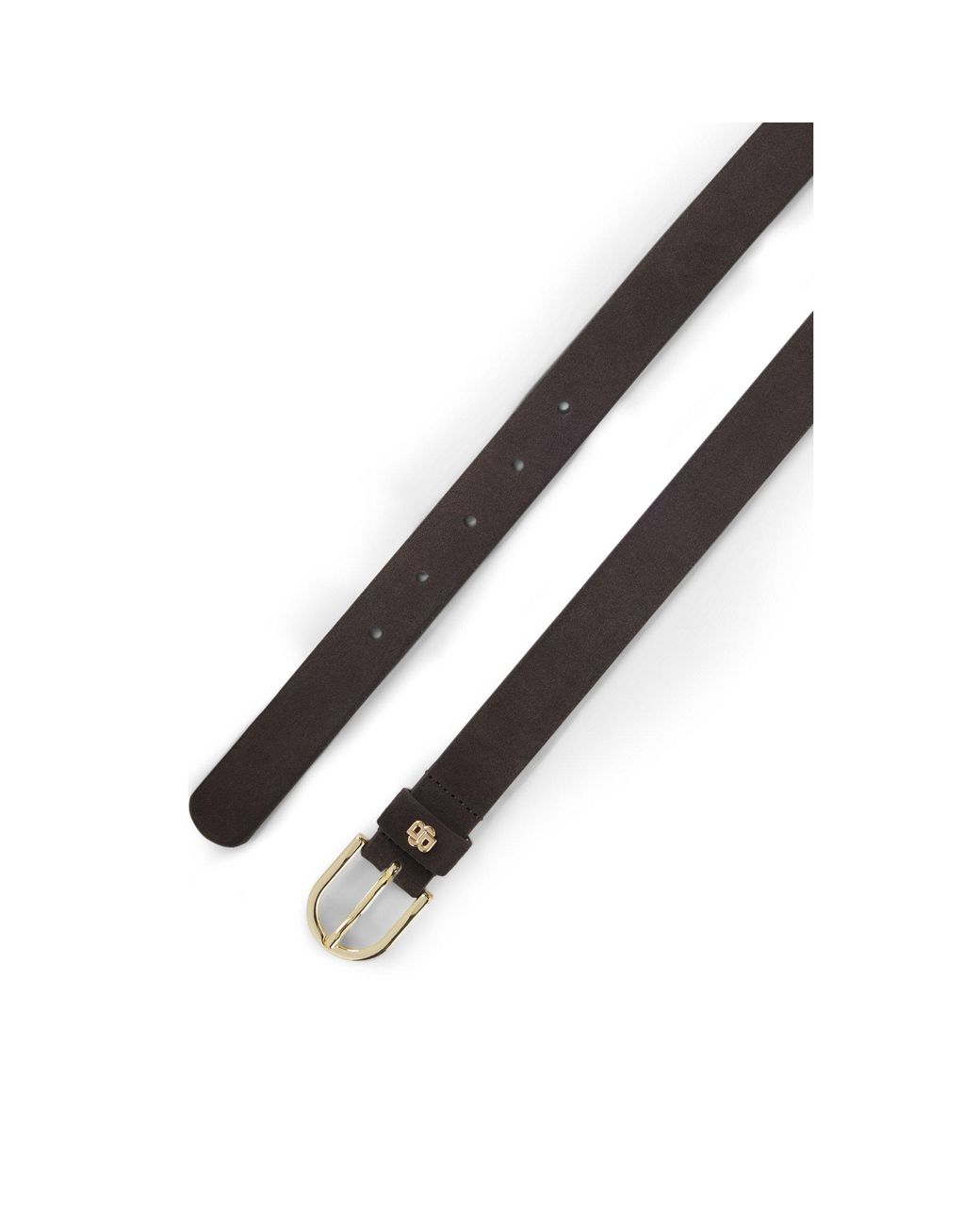 Boss Black Suede Belt With-Tone Double B Monogram