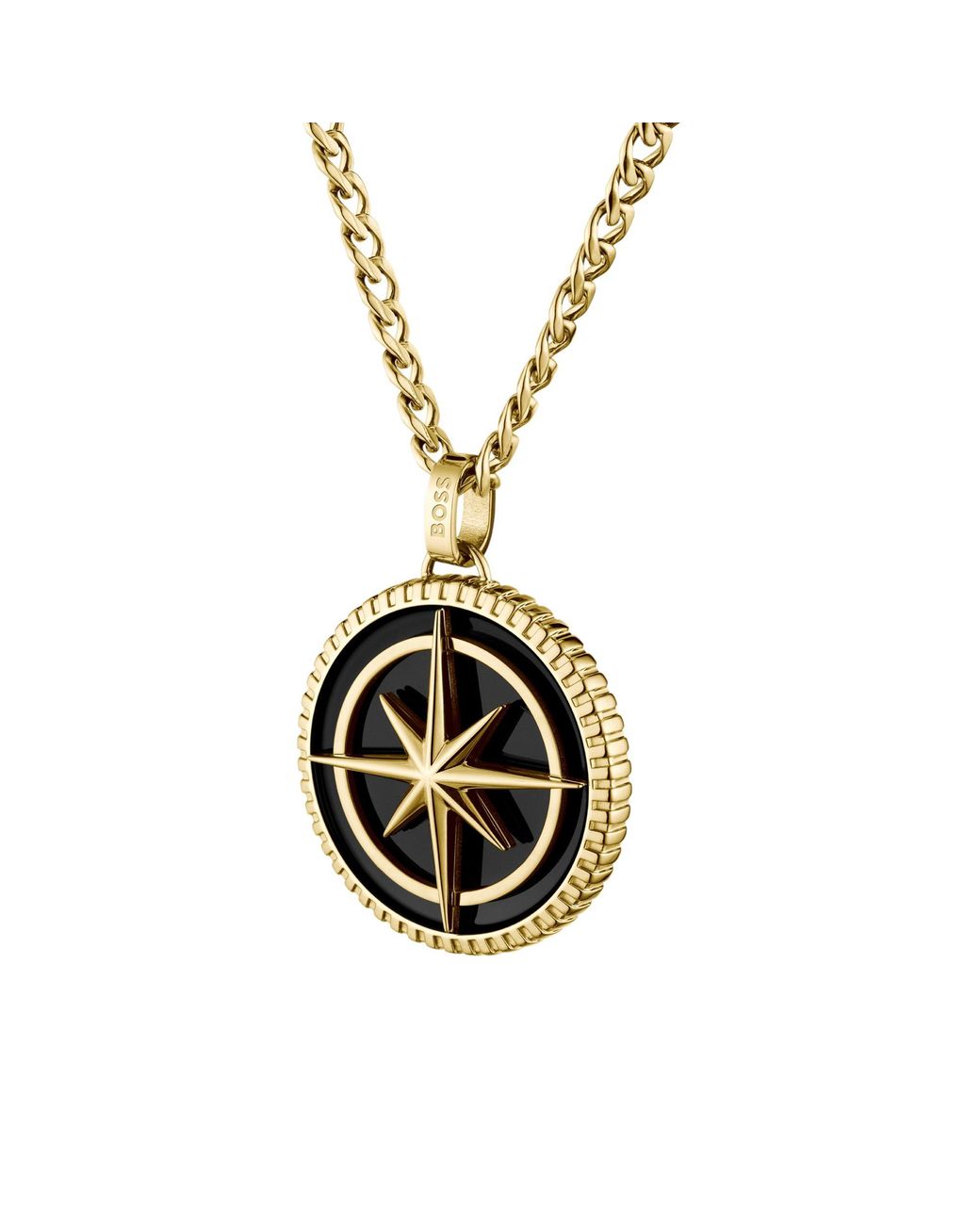 Boss Metallic Tone Necklace With Medallion Pendant for men
