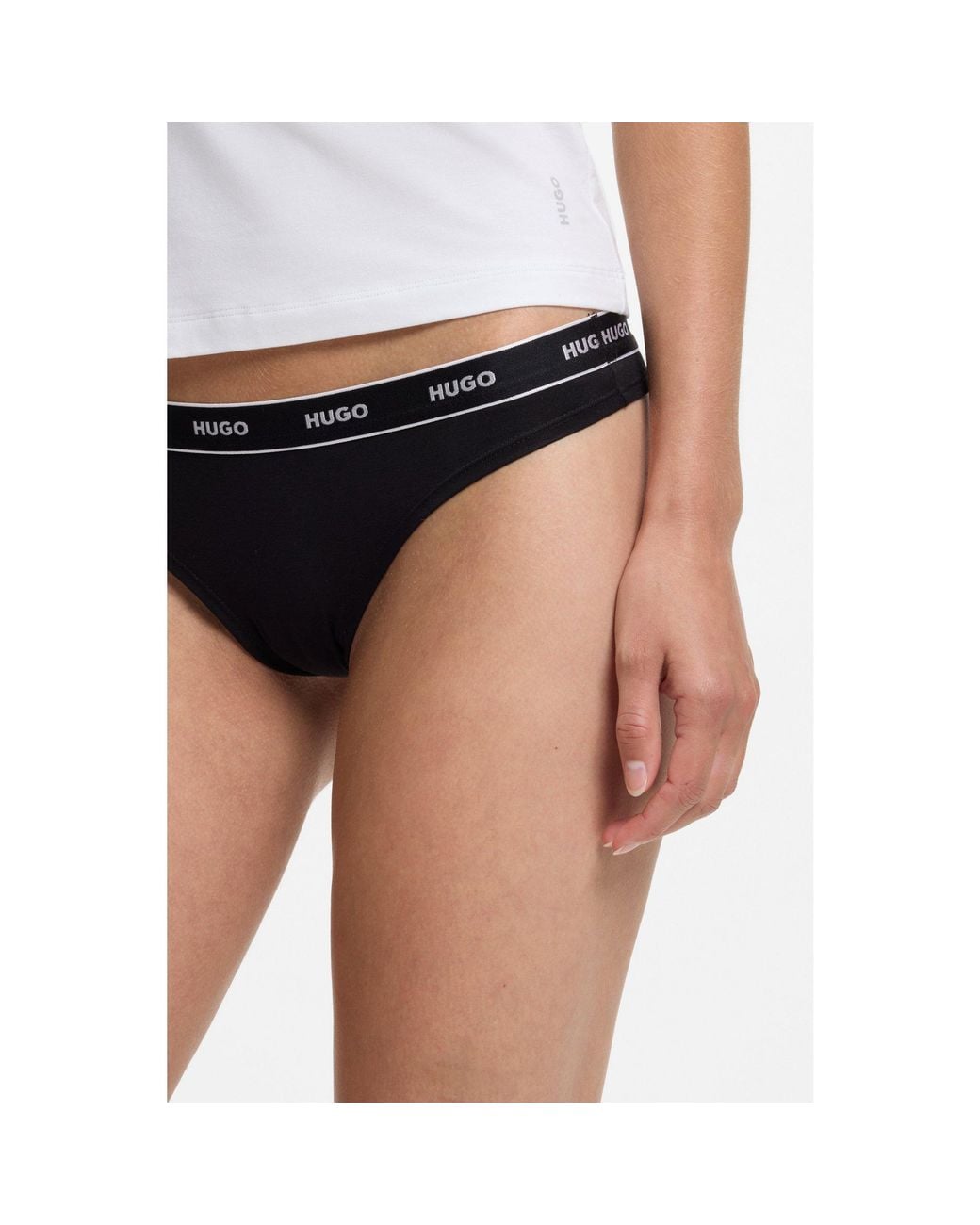 HUGO Black Tripe Thong 3 Unit Back