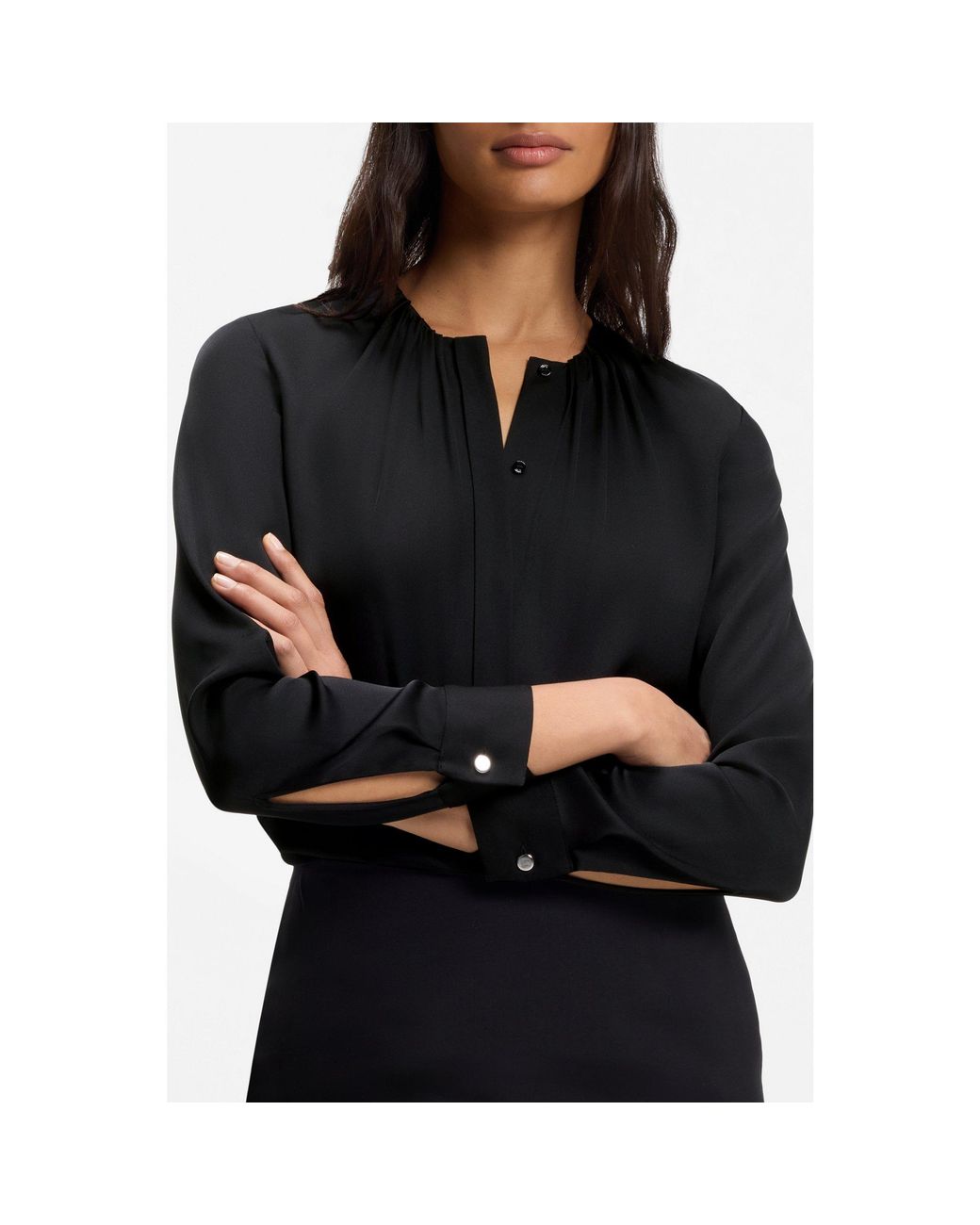 Boss Black Collarless Regular-Fit Blouse