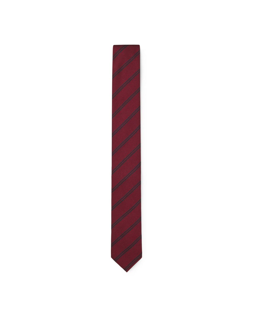 HUGO Purple Modern Silk-Blend Tie With A Stripe Motif for men