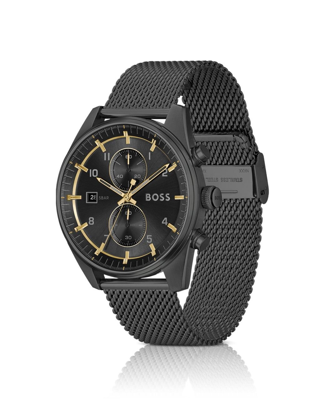 Hugo Boss Uhr Herrenuhr Mit Mesh Armband Chronograph Uhr Mesh