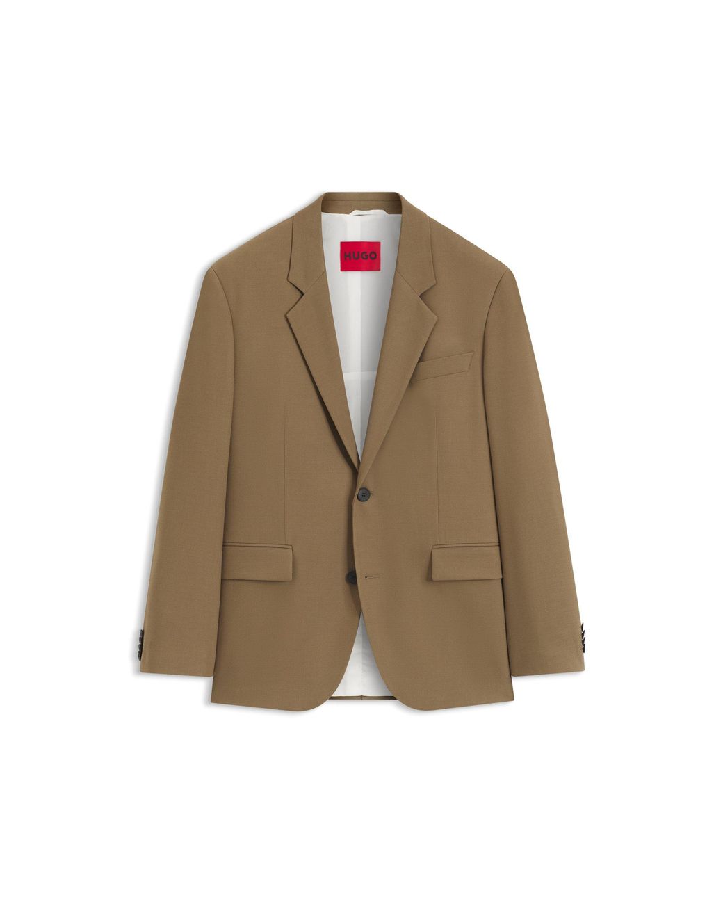 HUGO Brown Modern-Fit Stretch Blazer for men