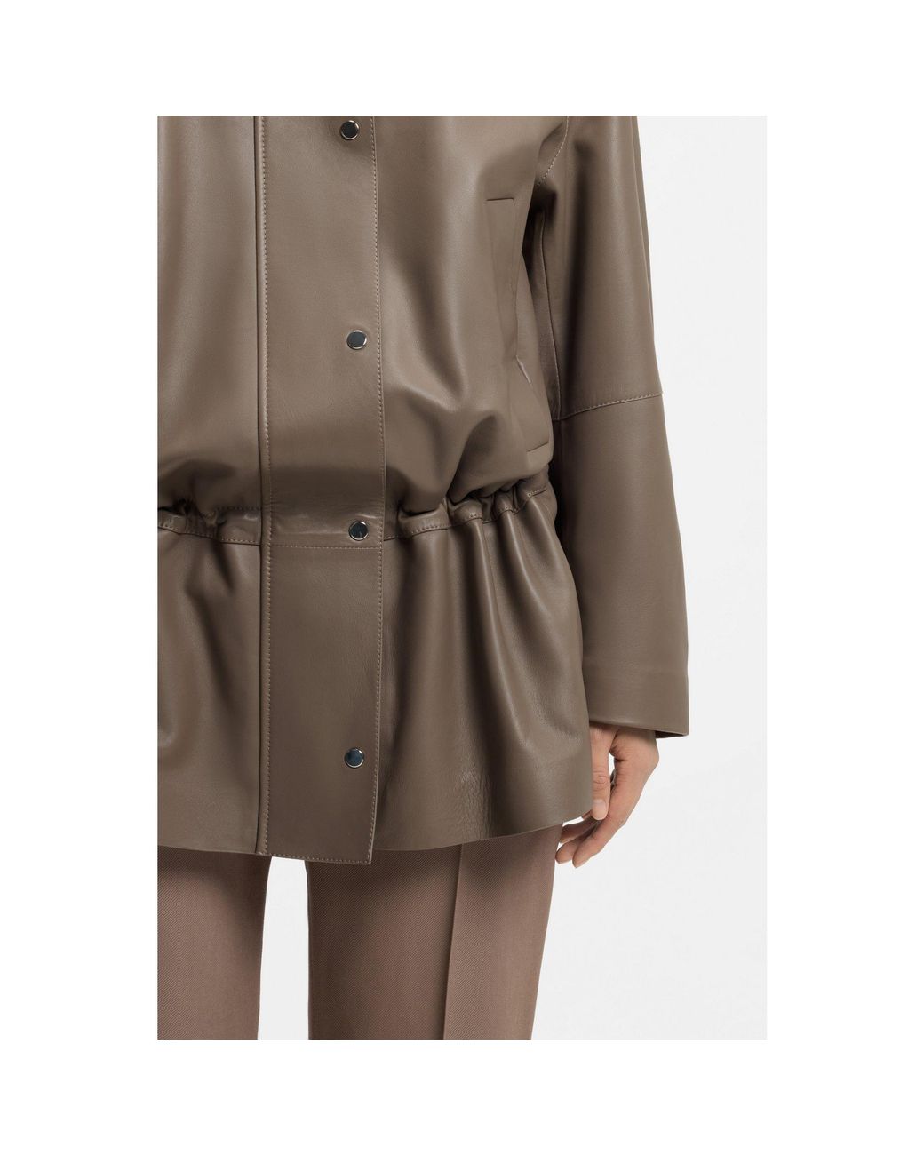 Boss Brown Gathered Leather Jacket