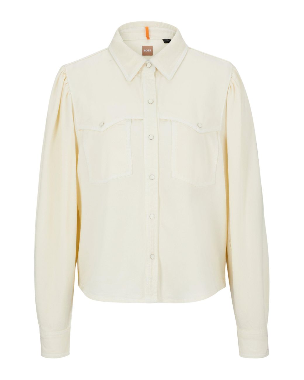 BOSS by HUGO BOSS Regular-Fit Bluse mit Druckknöpfen und Spitzkragen in  Weiß | Lyst AT