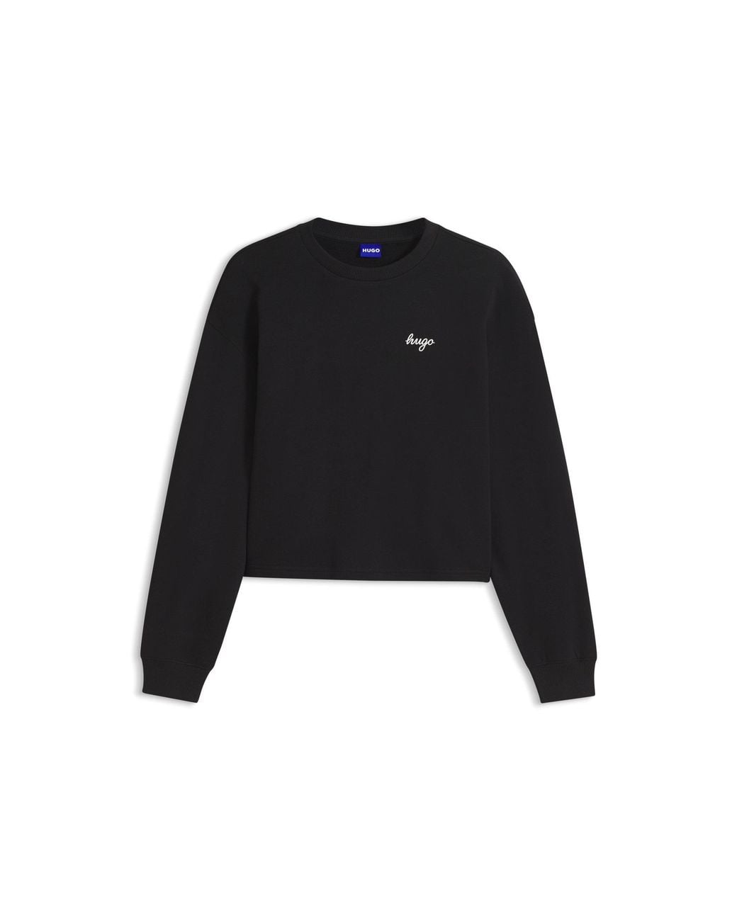 HUGO Black Script-Logo Relaxed-Fit Sweatshirt