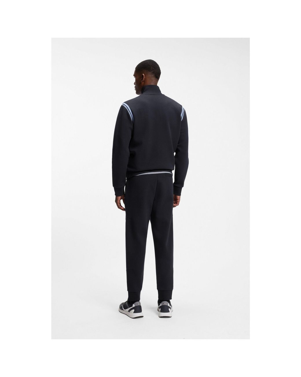 Boss Black Stretch-Cotton Regular-Fit Tracksuit Set With Stripe Inserts for men