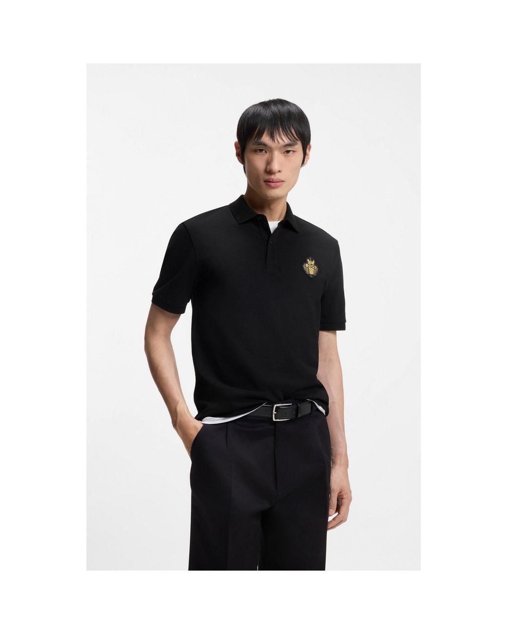 Boss Black Year Of The Horse Cotton-Piqué Polo Shirt With Logo Artwork for men
