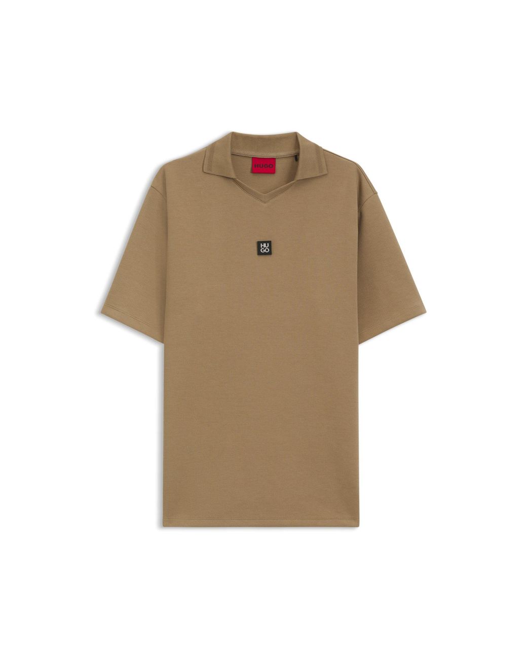 HUGO Natural Structured Cotton-Blend Polo Shirt With Johnny Collar for men