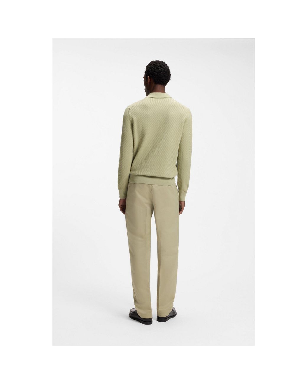 Boss Green Knitted-Cotton Sweater With Johnny Collar for men