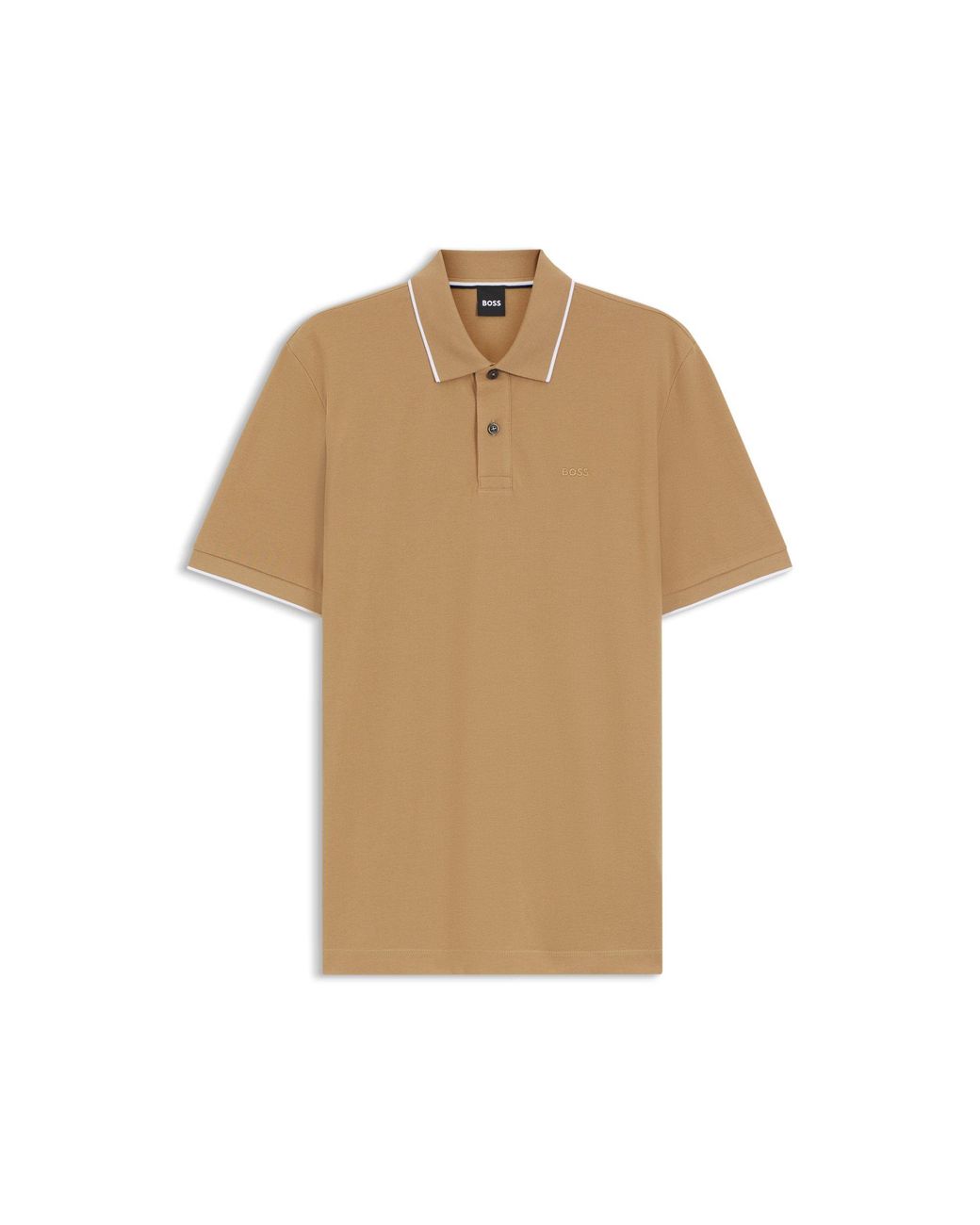 Boss Natural Cotton-Piqué Polo Shirt With Embroidered Logo for men