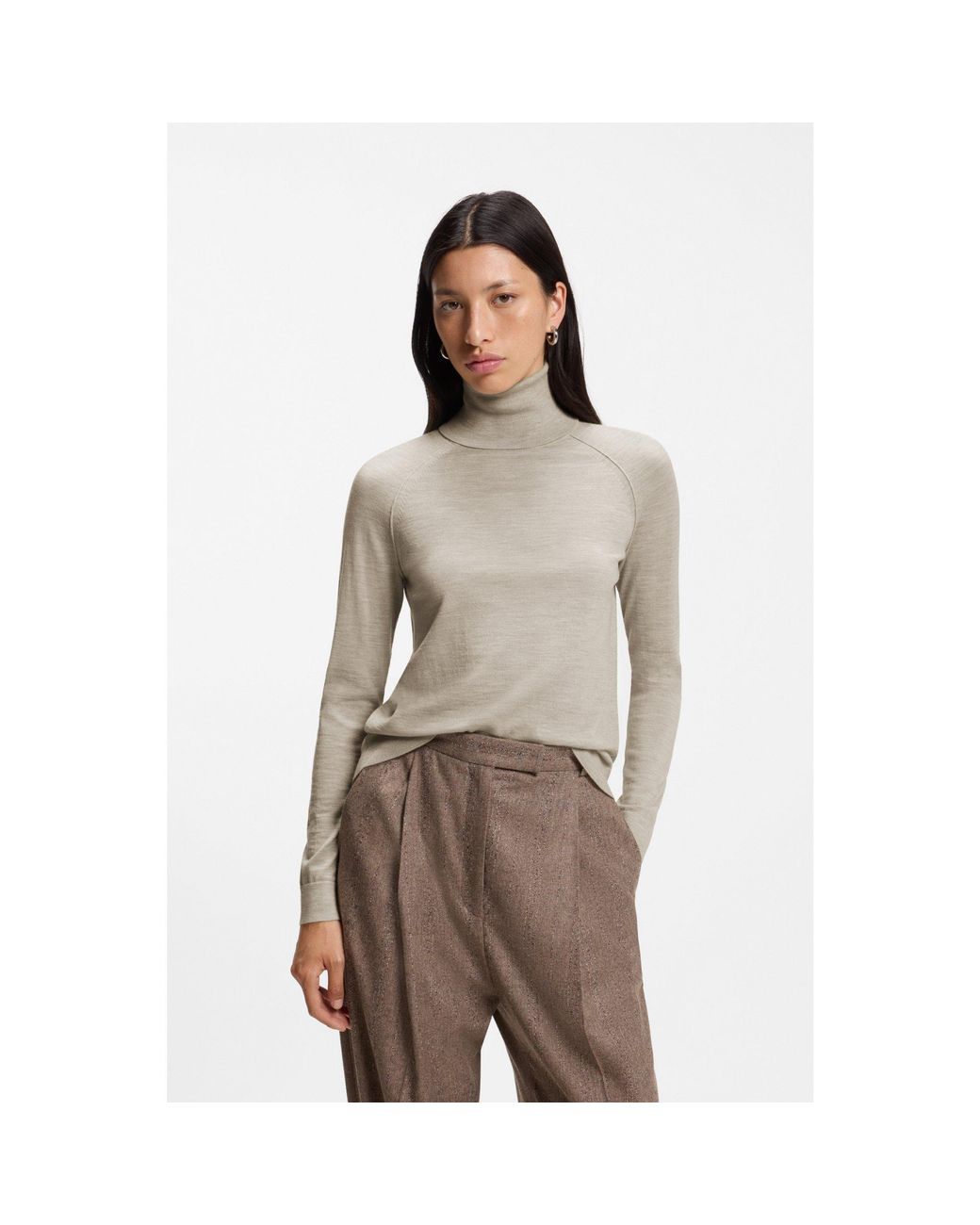 Boss Natural Slim-Fit Rollneck Sweater