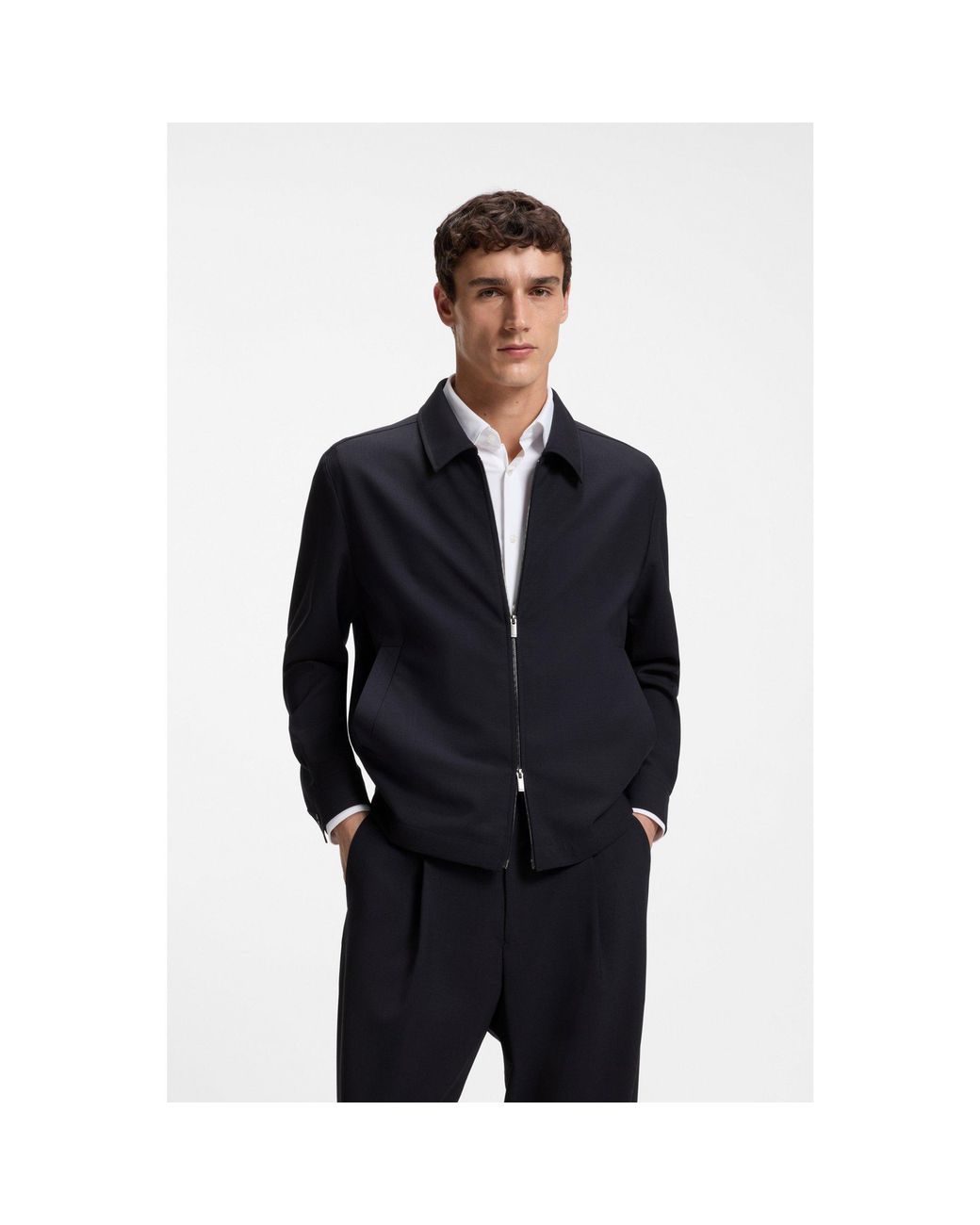 Boss Blue Relaxed-Fit Zip-Up Jacket for men