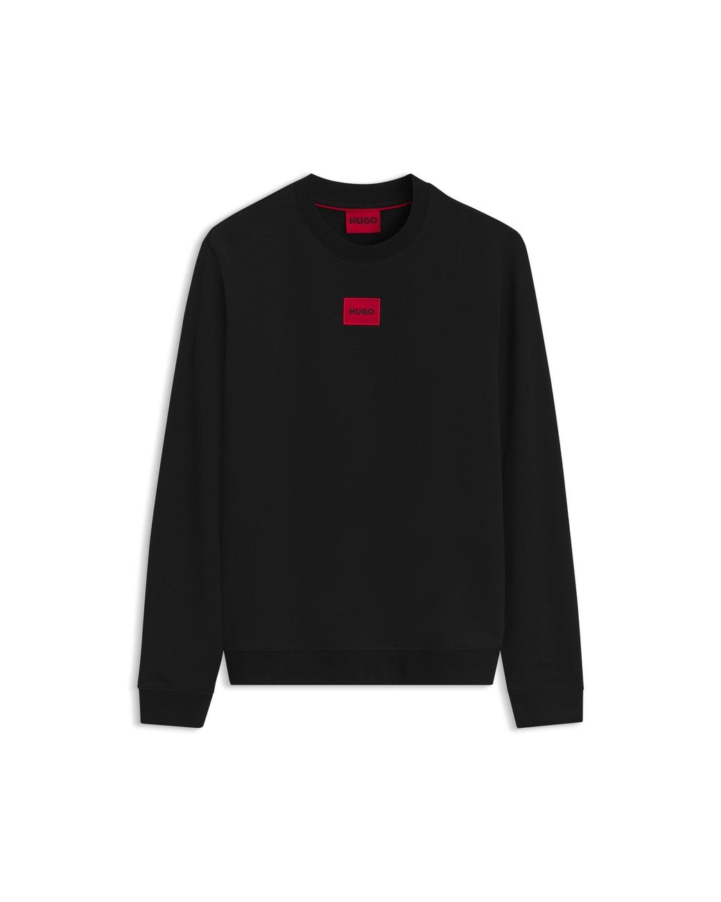 HUGO Black Cotton-Terry Sweatshirt With Logo Label for men
