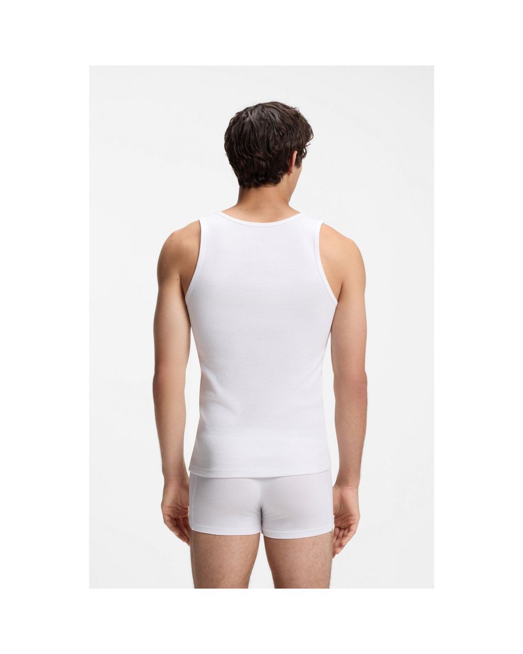 Boss White Three-Pack Cotton Vests for men