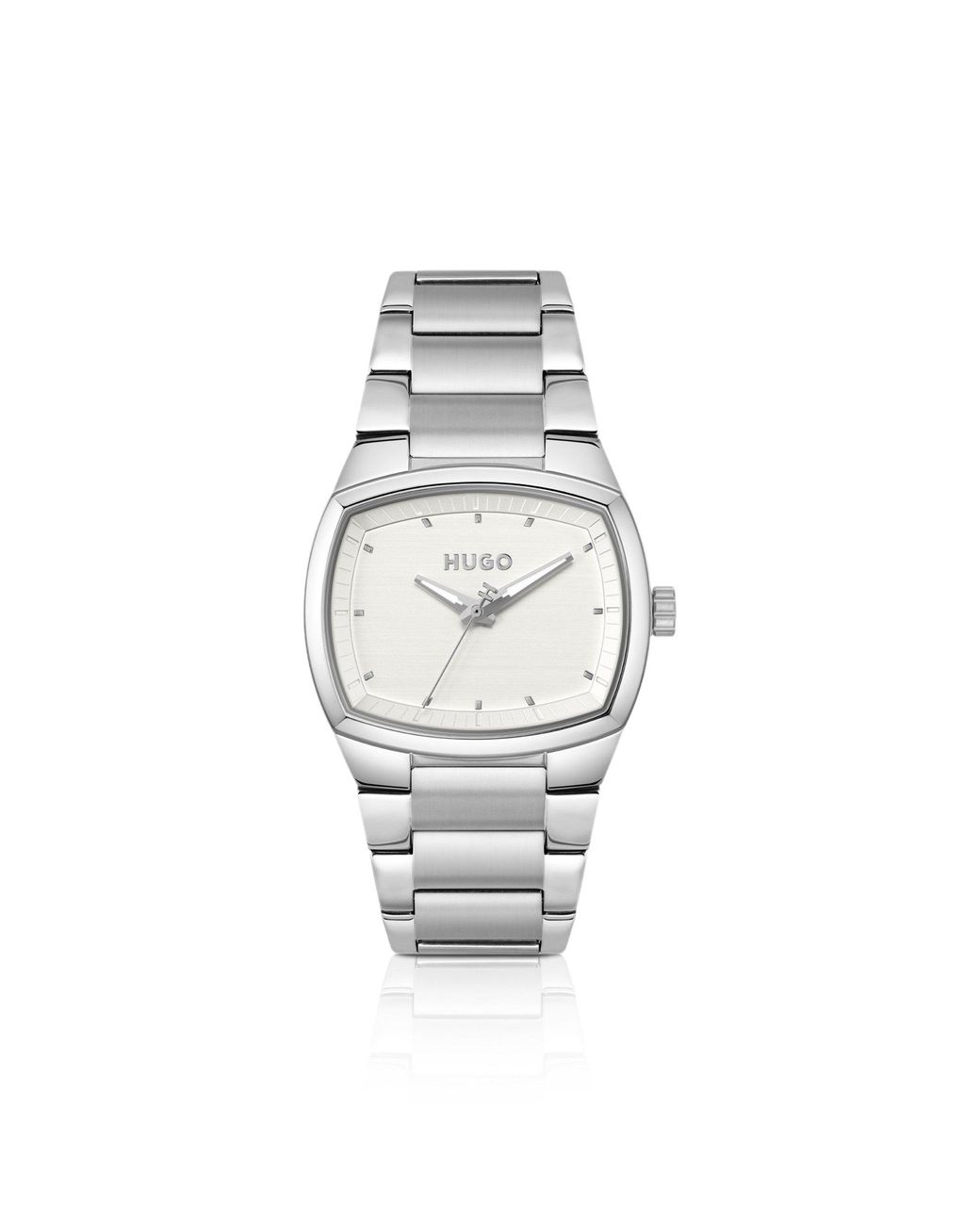 HUGO Metallic Telly Stainless-Steel Watch With Retro-Inspired Case for men